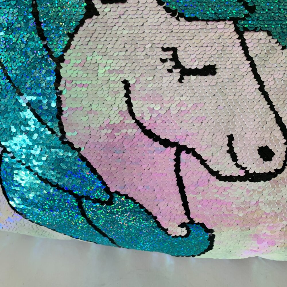 Sparkly Unicorn Pillow Reversible Sequin Pink Purple Plush 16" x 16" - Picture 3 of 7